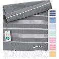 Serviette Turque 100% Coton - Fouta Peshtemal 95x175cm - Oeko-Tex - Légère & Absorbante - Vert Olive - 5