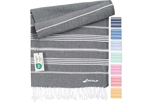 ‎FIT-FLIP Fit-Flip Hamamtuch aus 100% Baumwolle – saugfähig und schnelltrocknend – türkisches Saunatuch, Strandtuch, Duschtuch, Badetuch, Yogatuch – Anthracite – 100x200cm Sultan