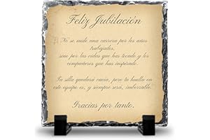 Quodelo Placa jubilación de Pizarra Natural, Recuerdo Emotivo y Duradero para Homenaje de Jubilación a Compañeros y Amigos, Regalo Original con Soportes y Paño Microfibra Limpieza