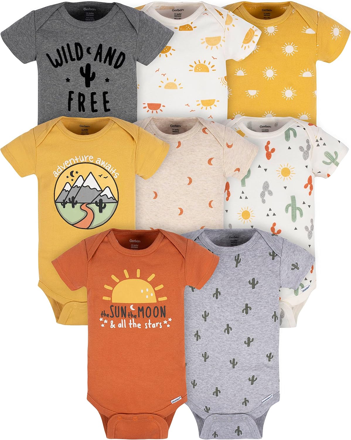 Gerber 8-pack Short Sleeve Onesies Bodysuits Juego de camiseta para bebés Unisex bebé (Pack de 8)