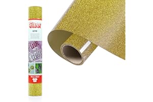Siser® Glitter Oro Gold, 30cm x 0,5mt, Vinile Termotrasferibile Termoadesivo Glitterato per la Personalizzazione dei Tessuti, Abbigliamento e Accessori, Hobby Creativi, Facile da Tagliare