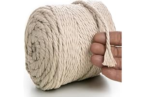 MeriWoolArt® Corda Macramè Naturale, 100 m Macramè Corda 6 mm, Corda in Cotone Morbido per Macramè Acchiappasogni, Arazzo da parete Macrame, Decorazione Macramè Fai da Te, Spago per Decorazioni