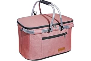 ‎ABIUBIU ABIUBIU Einkaufskorb Kühltasche Groß Isolierkorb KüHlkorb KüHltasche Picknickkorb Picknicktasche mit Zwei Griffen -für Reisen/Picknick/Einkaufen/Geschenk