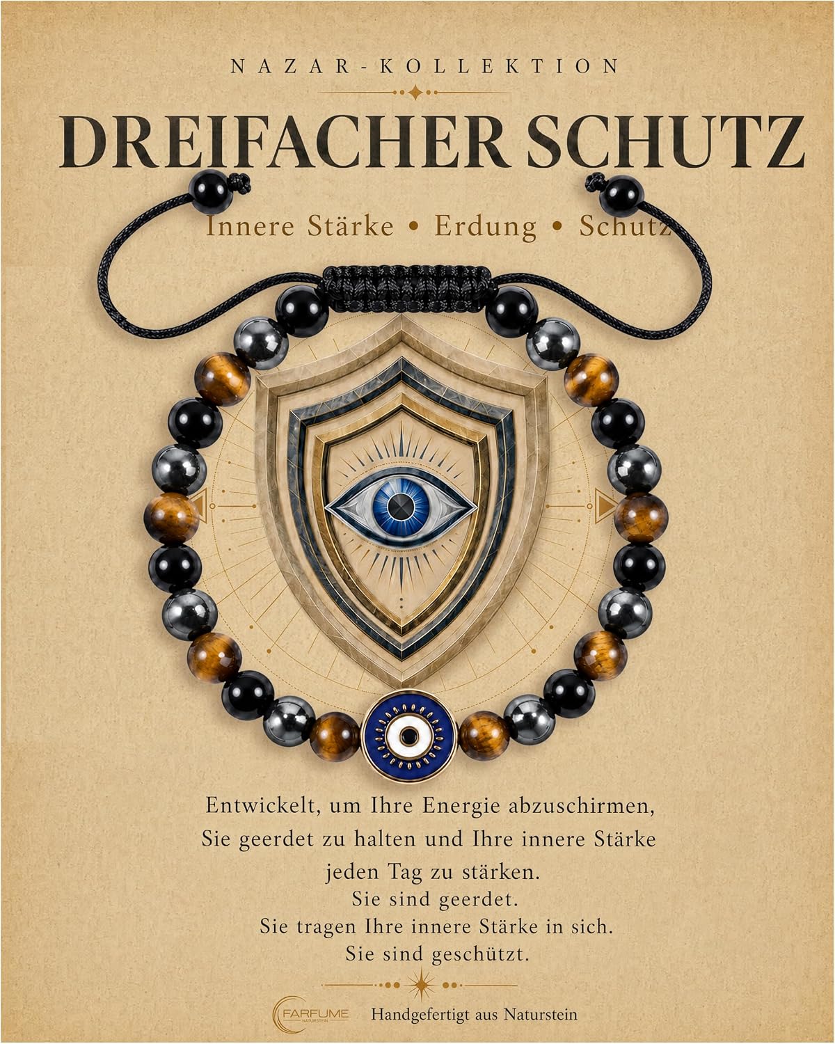 Technische Daten & Spezifikationen : Farfume Naturstein Perlenarmband Damen Herren