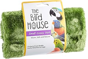 HAPPYPET The Bird House Hut Yellow/Green House Cosy Warm Safe Secure Cage Décor for Indoor & Outdoors Use - Small