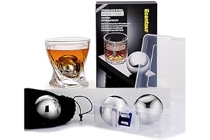 ECENTAUR Whisky Steine Edelstahl Eiswürfel Ball Set-4 Wiederverwendbare Kühlsteine Geschenkset Ice Whiskey Stones Rocks