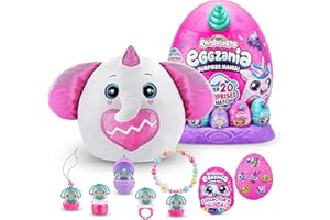 Rainbocorns Eggzania Surprise Mania Peanuts the Elephant kolekcjonerska pluszowa - ponad 20 niespodzianek w środku, 28 cm, przytulanie, pluszowe zwierzę, pierścionki, bransoletki, naklejki, akcesoria