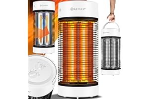 KESSER® Chauffage Radiant sur Pied Chauffage Infrarouge, Chauffage Radiant Chauffage Efficace en énergie 1200 Watts intérieur avec Oscillation 360°, Chauffage Infrarouge sur Pied, IP55