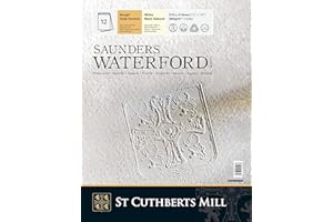 SAUNDERS WATER FORD SERIES SAUNDERS WATERFORD SERIESST Cuthberts blocco carta per acquerello,collato lato corto 31x41cm,12 fogli, bianco naturale, grana satinata, 300gm