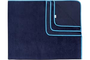 Sowel® Ręcznik plażowy XXL, 100% bawełna organiczna, duży rozmiar ręcznik kąpielowy dla par lub rodziny, 160x200 cm, granatowy/niebieski