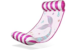 Balinco Hamak wodny, mata wodna, łóżko do pływania, materac dmuchany z podłokietnikami, pływająca mata do leżenia, leżanka relaksacyjna, zabawka wodna dla dzieci i dorosłych (syrenka różowa)