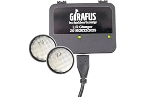 Girafus Knopfzellen Ladegerät für LIR-2032/2016 2025 Akkus USB Batterieladegerät inklusive 2X LiR2032 3.7Volt Akkus (ersetzen CR2032 Batterien) Akkuladegerät
