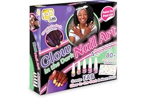 FabLab Glow In The Dark Nail Art Kit | Create FAB Neon Nail Art! | Includes 5 Nail Varnish Colours and 80+ Nail Stickers | Girls Gifts For Ages 8+