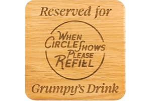 MORNNG CUPPA LAUGH SHARE REPEAT Reserved for Grumps Drink Oak Veneer Coaster (Grumpy Oak Veneer)