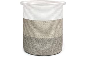 Goodheim Wäschekorb Geflochten Faltbarer Wäschekorb mit Henkel, Aufbewahrungskorb für Wäsche, Spielzeug, Handtücher, Korb aus Baumwolle, Wäschesammler für Wohnzimmer, Kinderzimmer Farbverlauf Braun