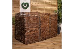 SAMUEL ALEXANDER 1.16m x 1.83m Triple Garden Patio Willow Wheelie Bin Screen Hideaway