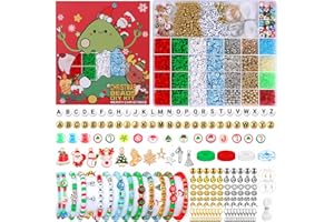Sunwuun 4400Pcs Christmas Beads DIY Bracelet Making Kits,Clay Beads for Girls Jewelry Making,Christmas Charm Pendant Crafts,DIY Craft Gift for Girls Christmas