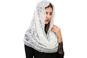 PAMOR Infinity Floral Veils Scarf Chapel Veil Head Covering Wrap Style Latin Mass Lace Mantilla