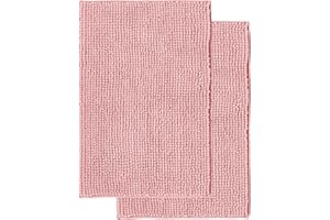 Decomira Alfombra de Baño Antideslizante de Chenilla | Alfombrilla súper Absorbente y Lavable a máquina | para el baño, la Ducha, la bañera o como Alfombra WC | Rosa - 50x80 cm (2 Pza)