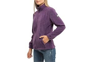 BISON BATTLE Giacca in Pile da Donna Felpa con Zip Intera E Tasche Colletto Rialzato Due Tasche Laterali Interne per l'escursionismo E Il Tempo Libero