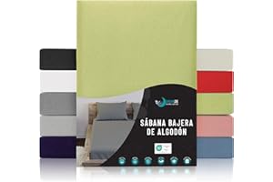 Dreamzie Sabanas 140x190/200 Ajustable - Algodon Oeko Tex Certificado - Verde - Sábanas Bajeras 140 x 190/200-100% Jersey