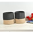 LaVichitra Braided Cotton Baskets | Storage Bins Organizer | Laundry, Toys & Planter Basket- Set of 2 (8 Inch), Dark Grey