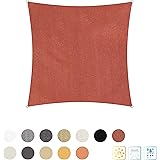 LumalandSun sail square 3 x 3 metres | Weatherproof sun protection incl. fastening ropes | Terrace, garden & balcony shade provider made of HDPE sail fabric with UV protection [terracotta]