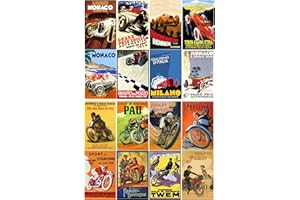 Decoupage Paper Pack (20 Sheets 10x15cm) Vintage Racing Posters Cars Bike FLONZ Ephemera