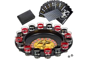 BETTERLINE Verre à Roulette Jeu à Boire Set avec Roue, 2 balles et 16 Verres par Une Meilleure Ligne