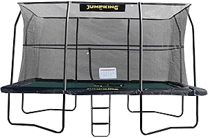 Jumpking 8ft x 12ft /10ft x 14ft /12ft x 17ft Rectangular Deluxe Trampoline With Safety Enclosure Net & Ladder ❘ Outdoor Garden Trampoline For Adults & Kids, Great For Fun & Exercise, Polyethylene Net