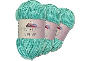 Wohnkult Himalaya Velvet Dolphin - Gomitolo di lana per lavorare a maglia, ciniglia soffice, per accessori, indumenti e coperte, 40 colori a scelta, 3 pezzi da 100 grammi l’uno (90035 | turchese)