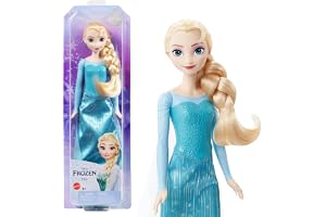 Mattel Disney Frozen Elsa modedocka i Frozen 1-look | Rörlig docka i blå klänning med cape, kjol, skor och fläta, inspirerad av Disney Frozen, HLW47