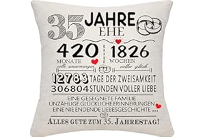 Bommex 35 Jahre Ehe Geschenk 35th Wedding Anniversary Kissen Abdeckung Keepsake Dekoration Geschenk für Paare Eltern Frauen Männer Mama Papa Ehemann Frau Oma Opa Tante Onkel Freunde (35. Jahrestag)
