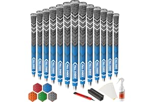 Full Choice Cross Corded Golf Grips 13 Pack with All Kits, Low Taper Design, 3 Sizes 4 Colors Options, Multi-compound Hybrid Golf Club Grips, CG01 Series