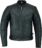 Motorjas heren leer met pantser - Echt CE gepantserd (EN 1621-1) - Winter of Zomer - Diamant stiksels - Texpeed - Zwart - 6XL
