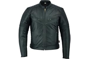 Texpeed Men's Motorcycle Touring Jacket - Classic - Made of High-Quality Split Leather - Black - All Sizes