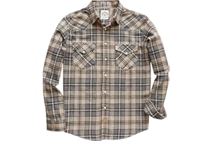 Dubinik® Camicia Flanella Uomo Invernale Camicia Uomo Flanella Cotone Western Cowboy con Bottone Automatico Vintage Quadri