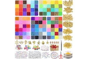 VTSHENY 60693 Pièces Perles pour Bracelet, 120 Couleurs 2mm Perles pour Bijoux Perles de Rocaille, Kit Bracelet avec 300PCS Perles Lettres & Souriantes Perles pour DIY Fabrication de Bijoux Bracelets Collier