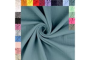 fingsi Musselin Baumwollstoff Webware Meterware Coupon (türkis, 2,0m) (5030) + 23 weitere Farben