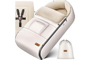 KIDIZ® Saco de bebé, saco de bebé de invierno con cremallera, saco de peluche, bolso, manta de bebé, cochecito lavable, con cabecera con cremallera, apto para todos los cochecitos (Beige)