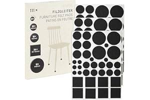 Almohadillas de Fieltro Autoadhesivas Negras: Juego de 111x Almohadillas Redondas en 5 tamaños - Protectores de Suelo para mesas, sillas y Muebles - Protector de Suelo de Fieltro Adhesivo de LIVAIA