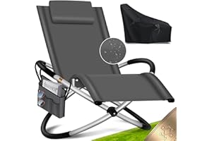 KESSER Chaise longue pliante avec sac + housse - Chaise longue de jardin pliable - Chaise à bascule - Fauteuil de relaxation ergonomique - Charge maximale : 180 kg - Anthracite