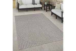 ‎PACO HOME Paco Home Outdoor Teppich wetterfest Skandinavisch für Terrasse, Balkon & Garten pflegeleicht & robust Modernes Design Indoor & Outdoor geeignet, Grösse:160x230 cm, Farbe:Grau 4