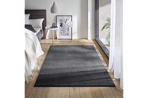TacaHome Waschbarer Kurzflor Teppich Anti-Rutsch I Flauschiger Flachflor für Badezimmer Wohnzimmer Schlafzimmer Kinderzimmer Flur Läufer | 80 x 150 cm Anthrazit