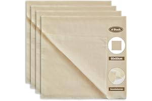 BEDECO 4 Stück Passiertuch - Reißfestes Passiersieb aus Mulltücher und Baumwolle, Nussmilchbeutel aus Käsetuch für Käseherstellung und Bio-Nussmilch, Netzspültuch Waschbar und Wiederverwendbar 50 x 50 cm