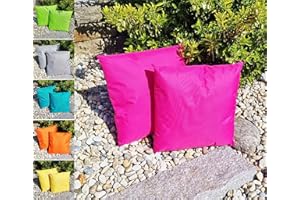 ‎JACK JACK 1x 45x45cm Outdoor Lounge Kissen Dekokissen inkl. Füllung Wasserabweisend Sitzkissen Garten Stuhl Lotus Effekt, Farbe:Pink