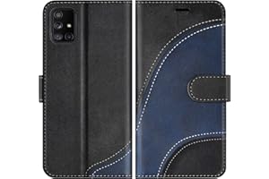 BoxTii Hülle für Galaxy A71, Leder Handyhülle für Samsung Galaxy A71, Ledertasche Klapphülle Schutzhülle mit Kartenfächer und Magnetverschluss, Schwarz