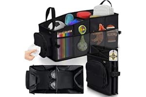 Soz® Wärmeisolierter Multifunktions Kofferraum-Organizer – Faltbare XL Auto-Box mit 12 Fächern – 24 Liter Kofferraum-Tasche für Auto, Wohnmobil, Camper, LKW – 53 x 25 x 23,3 cm – Schwarz/Grau