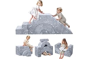 ‎MEMORECOOL MeMoreCool Modulares Kindersofa aus Schaumstoff, Ausklappbares Kinderzimmermöbel mit Sitz- und Liegefunktion, Weiches Mini Sofa mit abnehmbarem Bezug, Hund