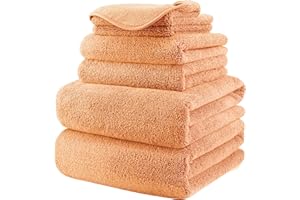 POLYTE - Handtuch-Set - schnelltrocknende & fusselfreie Mikrofaser - 6-teilig (Orange)